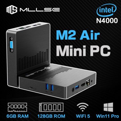 MLLSE Mini PC M2 Air Intel Gemini Lake N4000 Windows 11 6GB RAM 128GB ROM Dual-Band WiFi Bluetooth USB Mini Computer